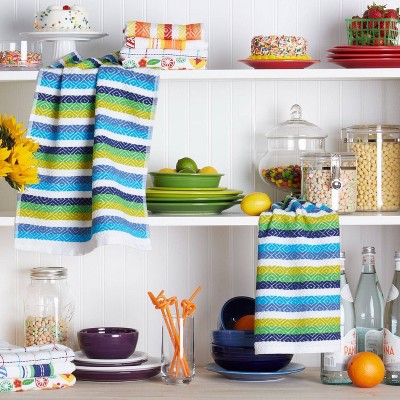 Diamonte Cotton Kitchen Towel 2pc Set Cool - Fiesta