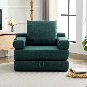 HYEORY Modern Fold Down Chair Flip Out Lounger Convertible Sleeper Sofa Bed Couch - 1 of 4