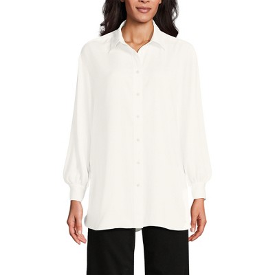 Lands' End Women's Long Sleeve Oversized Satin Buttondown Tunic