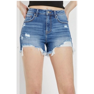 Women's High Rise Distressed Shorts - RISEN