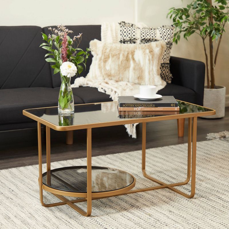 Contemporary Metal Two Tiered Coffee Table Gold - Olivia &#38; May, 1 of 7