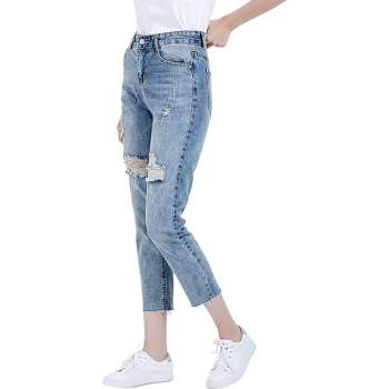 Anna-Kaci Women's Ripped Boyfriend Jeans Cute Distressed Skinny