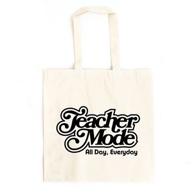 City Creek Prints Teacher Mode Everyday Canvas Tote Bag - 15x16 - Natural