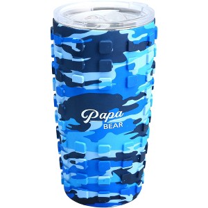Pavilion Gift Company - Papa Bear - 20 oz Travel Tumbler with 3D Silicone Wrap - Portable Drinkware - 1 of 4