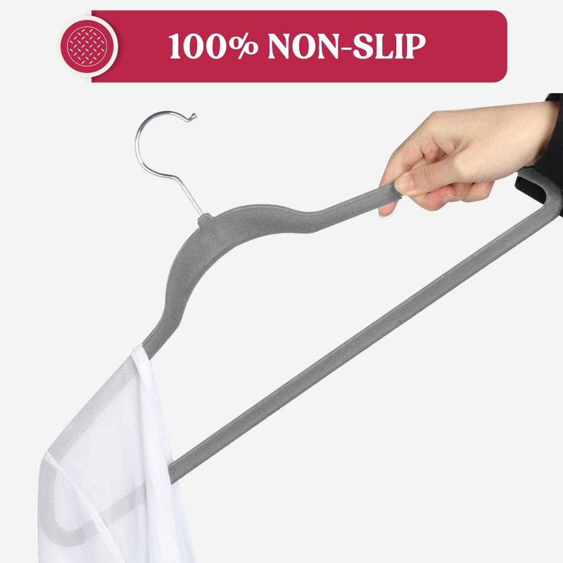30/50 Non Slip Velvet Hangers Premium Heavy Heavy Duty Clothes Hangers with 360 Swivel Hook - Lux Decor Collection, 2 of 4