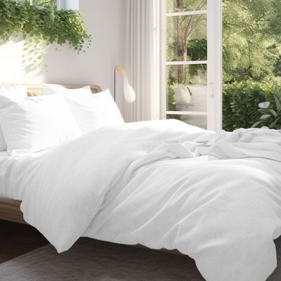 Bright White Full Organic Cotton Percale Sheet Set