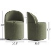 Modern Upholstered Dining Chair with Castors Round Barrel Dining Room Chair Linen Dining Chairs Set of 3 for Kitchen Dining Room-Tanpinhause - 3 of 4