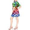 LA LEELA Women's Summer Short Fall Loose Mini Beachwear Dress Swimsuit Cover ups Tops X-Large-XX-Large Multicolored Chevron - 3 of 4
