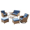 Gymojoy 7 Piece Outdoor Wicker Loveseat Sofa with Patio Swivel Glider Chairs with Coffee Table and Ottoman Sets - 2 of 4