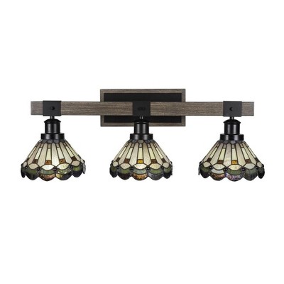 Toltec Lighting Tacoma 3 - Light Vanity in  Black/Painted Wood with 7" Cyprus Art Glass Shade