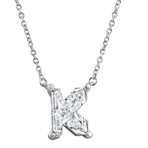 Pompeii3 Diamond "K" Initial Pendant 18" Necklace 14K White Gold Lab Created - 1 of 4