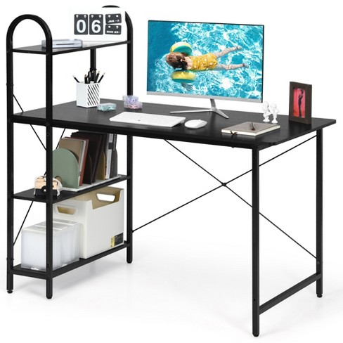 Costway 47.5'' Computer Desk Writing Desk Workstation w/ 4-Tier Shelves