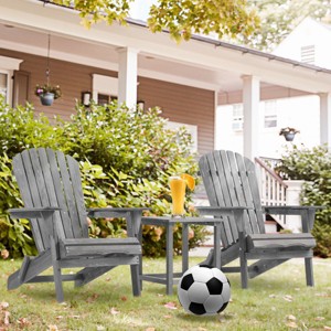 Folding Adirondack Chair Set Of 2,Wooden Outdoor Adirondack Chair With Armrests,All-Weather Adirondack Chair For Patio,Garden-Cuddlewood - 1 of 4