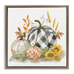 Stupell Industries Fall Patchwork Patterned Pumpkins, 18" x 18" - 1 of 4
