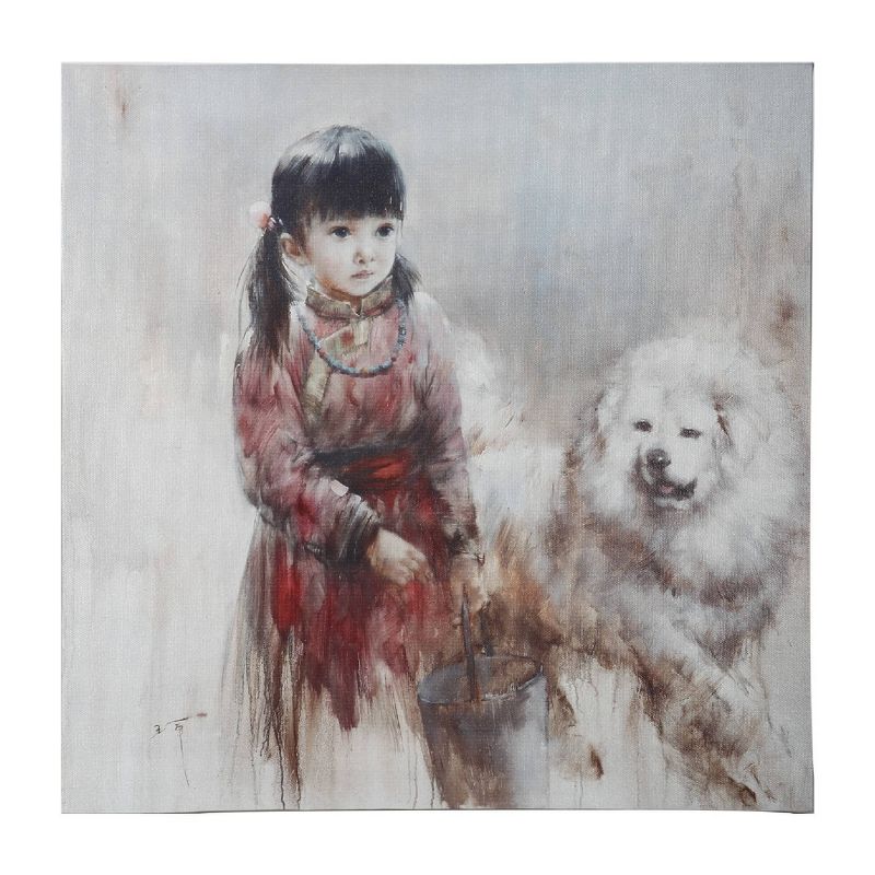 20&#34;x20&#34; Little Girl and Dog Wall Art - A&#38;B Home, 1 of 5