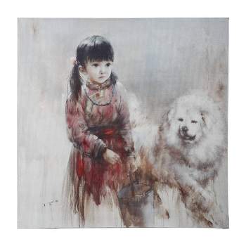 20"x20" Little Girl and Dog Wall Art - A&B Home