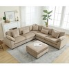 L-Shaped Sectional Sofas Couch Set, 6-Seater Corduroy Upholstered Deep Seat Sofa for Living Room, Comfortable Modular Sectional with 7 Free Pillows - 3 of 4