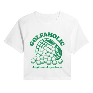 Women's Instant Message Golfaholic Cropped Graphic T-Shirt - White