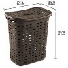 Sterilite Plastic Wicker Weave Dirty Clothes Laundry Hamper Bin with Lid, Espresso Brown (4 Pack) - 3 of 4