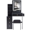 Okak 29.2IN Small Vanity Table with Cushioned Stool and Hair Dryer Stand, Makeup Vanity with Power Station and 3-Color Switch, Vanity Desk - 3 of 4