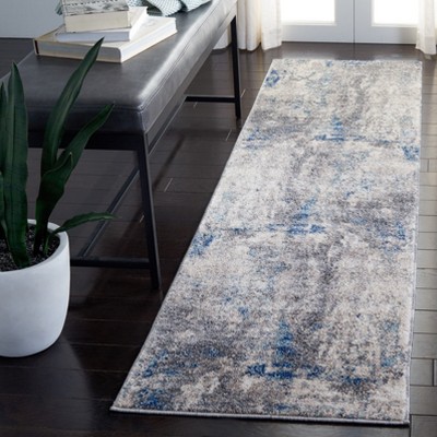 Abstract Textured Elegance 2' x 5' Grey Synthetic Area Rug