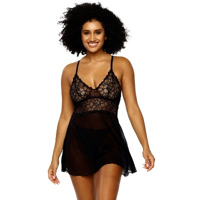 Jezebel By Felina Women's Henny Micro & Lace Bodysuit (black, X-large) :  Target