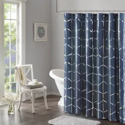 Arielle Printed Shower Curtain Navy
