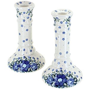 Blue Rose Polish Pottery 293 Vena Candlestick Pair - 1 of 1
