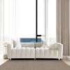 87.4'' White Velvet 3 Seater Sofa with Bubble Upholstery, Modern Upholstered Couch with Metal Legs and 2 Pillows for Living Room-Maison Boucle - 2 of 4