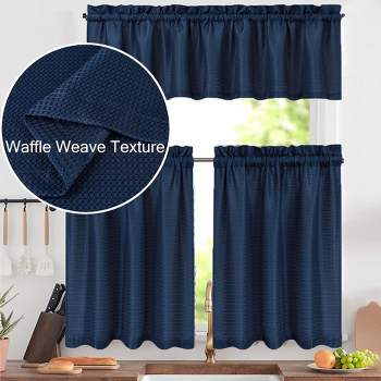 Waffle Weave Rod Pocket Short Kitchen Curtain