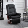 HOMCOM Faux Leather Manual Recliner, Adjustable Swivel Lounge Chair with Footrest, Armrest and Wrapped Wood Base for Living Room, Black - 3 of 4