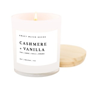 Sweet Water Decor Cashmere and Vanilla 11oz White Jar Candle - 1 of 3