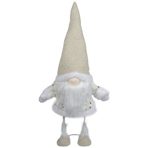 Northlight Gnome with Stars and Faux Fur Sweater Christmas Decoration - 17" - White and Cream - 1 of 4