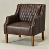 KINWELL Mid-Century Modern Top-Grain Genuine Leather Tufted Upholstered Armchair - 3 of 4
