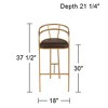 55 Downing Street Tanner Gold Metal Bar Stool 30" High Modern Brown Upholstered Fabric Cushion with Low Backrest Footrest for Kitchen Counter Height - 4 of 4