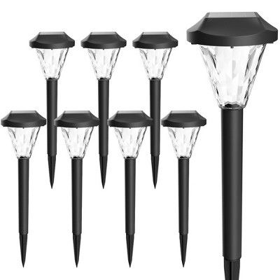 GIGALUMI 8 Pack Solar Powered Pathway Lights, Waterproof Outdoor Solar Lights for Garden and Landscape, Warm White