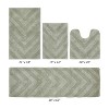 Hugo 4-Piece Bath Rug Set 100% Premium Cotton Tufted Chevron Pattern Bathmats for Bathroom, Super Soft Absorbent Machine Washable - 2 of 4