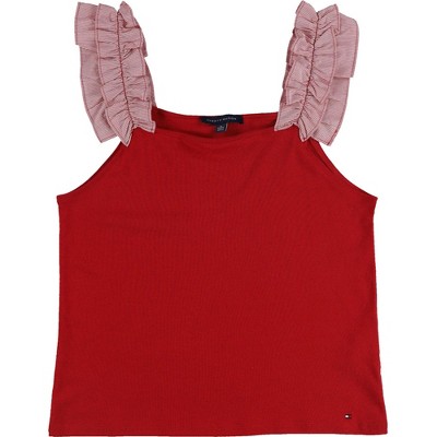 Tommy Hilfiger Womens Ruffle Strap Tank Top