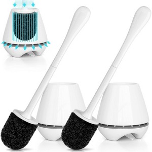 2-Pack Toilet Brush and Holder Set, Toilet Bowl Brush with Long Handle and Ventilated Holder for Bathroom Cleaning - 1 of 4