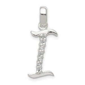 Black Bow Jewelry Sterling Silver and CZ, Lauren Collection, Initial I Pendant - 1 of 4