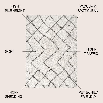 Modern Moroccan Diamond Shag Rug in Deep Gray - 3x5 Feet