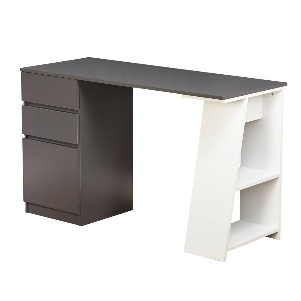 Photos - Office Desk Como Modern Writing Desk Gray/White - Buylateral