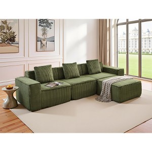L-shaped corduroy modular sofa with free combination and boneless - 1 of 4