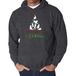 LA Pop Art Meowy Christmas Tree - Men's Word Art Hooded Sweatshirt - 1 of 4