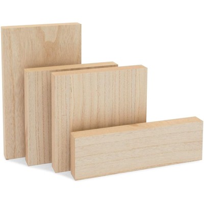 Bright Creations 4 Pack Unfinished Wood Blocks for DIY Arts and Crafts (4 Sizes)