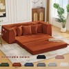 82.25" Corduroy 3-Seater Convertible Sofa Bed with 5 Pillows, Side Pockets & Cup Holders - 2 of 4