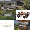 7-piece Outdoor Patio Dining Set with 6 Cushioned Chairs and Acacia Wood Table, PE Rattan Wicker, Rust-resistant Steel, Reddish-Brown/Natural-ModernLu - 4 of 4
