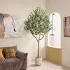DR.Planzen 6/7/8FT Single-Trunk Artificial Olive Tree in White Oval Planter, Slim Faux Tree Fake Olive Plant for Indoor/Outdoor Home Decor - 3 of 4