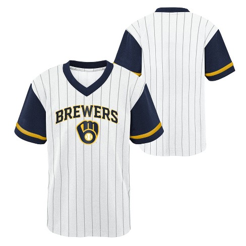 Mlb Milwaukee Brewers Boys' White Pinstripe Pullover Jersey : Target