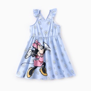 Disney Princess Minnie Mouse Frozen Elsa Toddler Girl Dress Ruffle Sleeve Crossback Strap Birthday Summer Sundress - 1 of 4